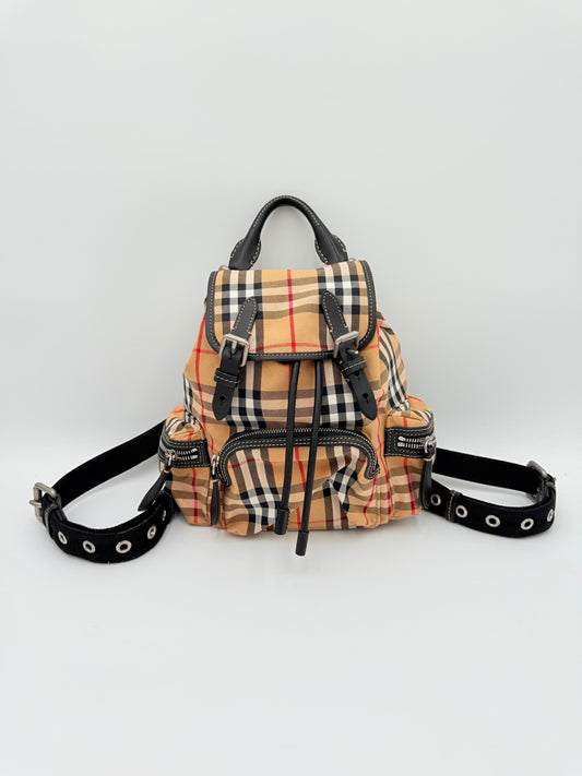 Backpack Luxury Designer By Burberry In Plaid Pattern, Size:Small