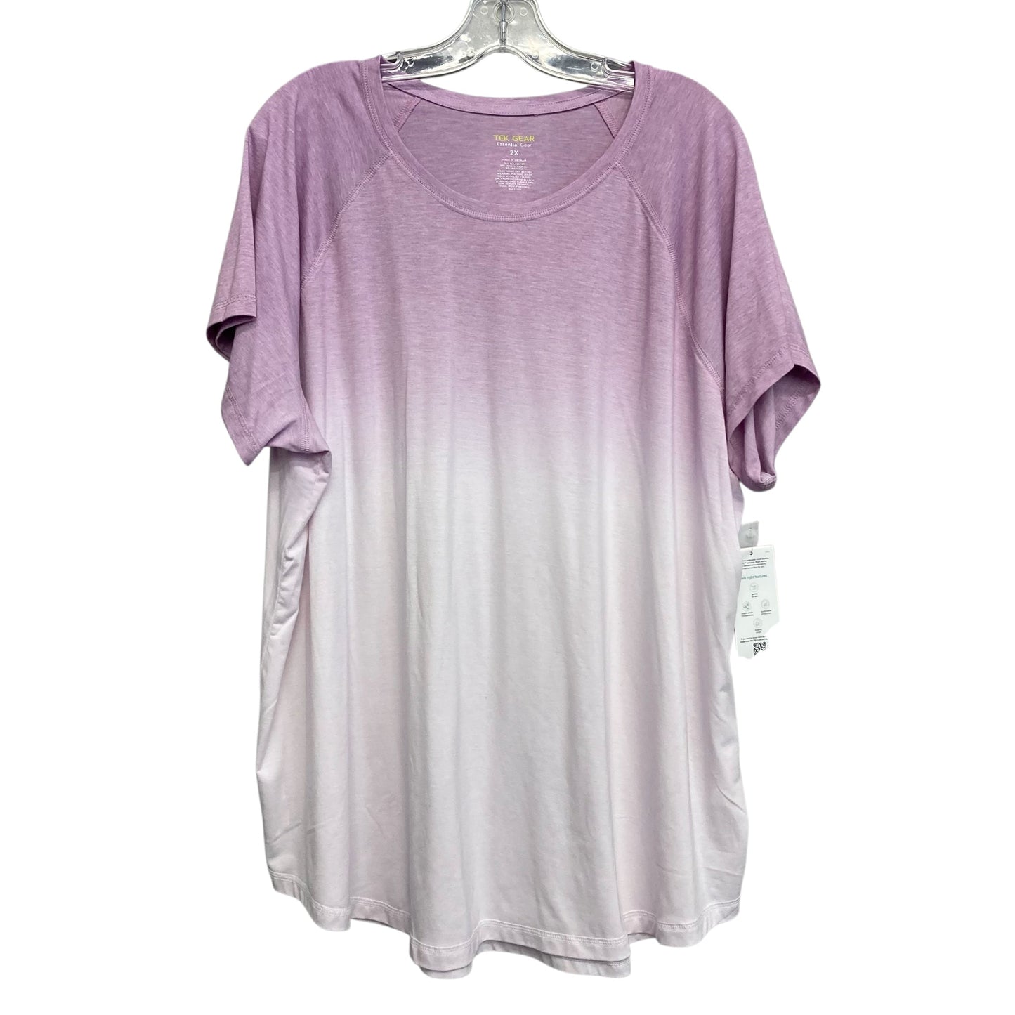 Athletic Top Ss By Tek Gear In Pink & White, Size:2X