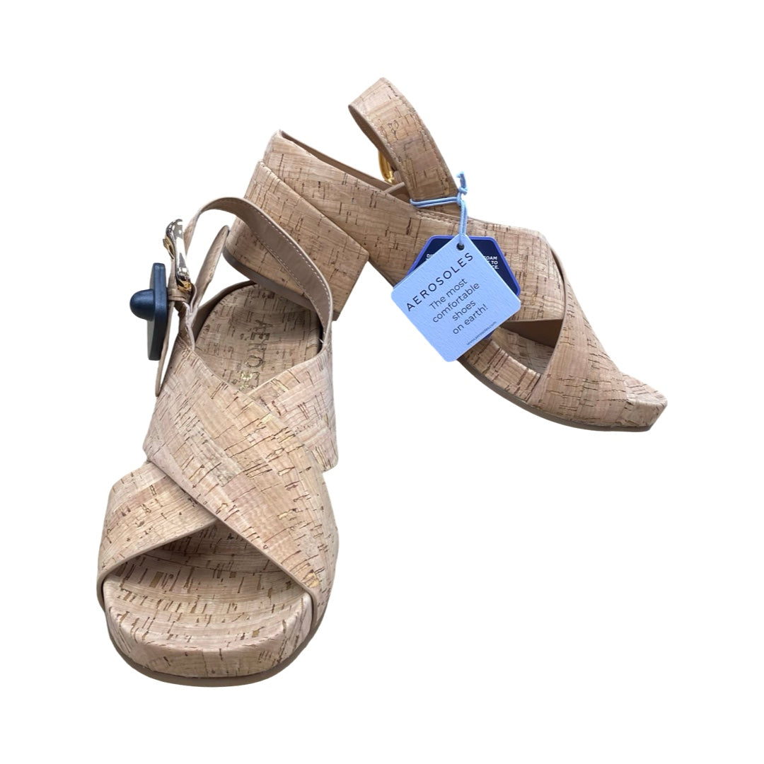 Sandals Heels Block By Aerosoles In Brown, Size:10