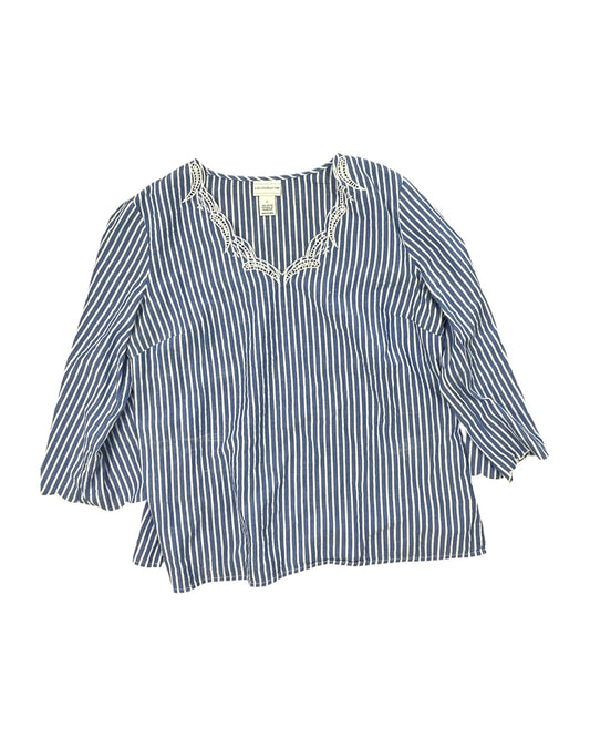 Top Ls By Liz Claiborne In Blue & White, Size:L