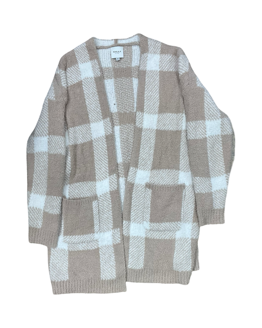 Sweater Cardigan By Gilli In Tan & White, Size:M
