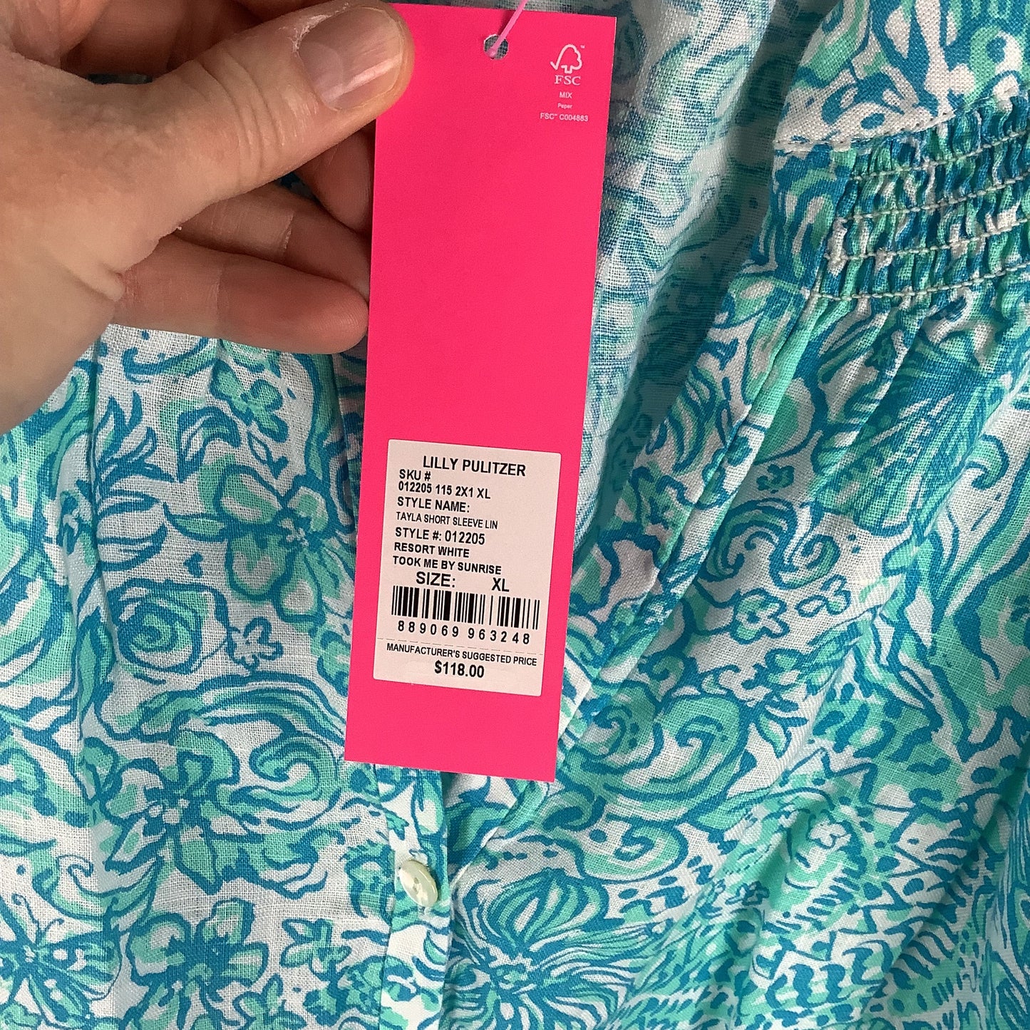 Top Short Sleeve Designer By Lilly Pulitzer In Blue, Size: Xl