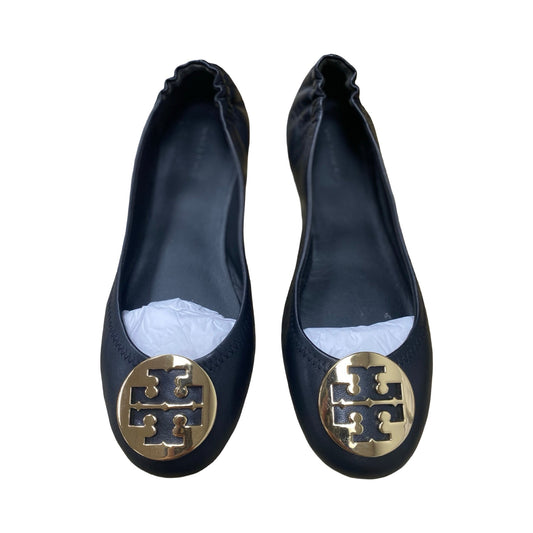 Shoes Designer By Tory Burch In Black & Gold, Size:8