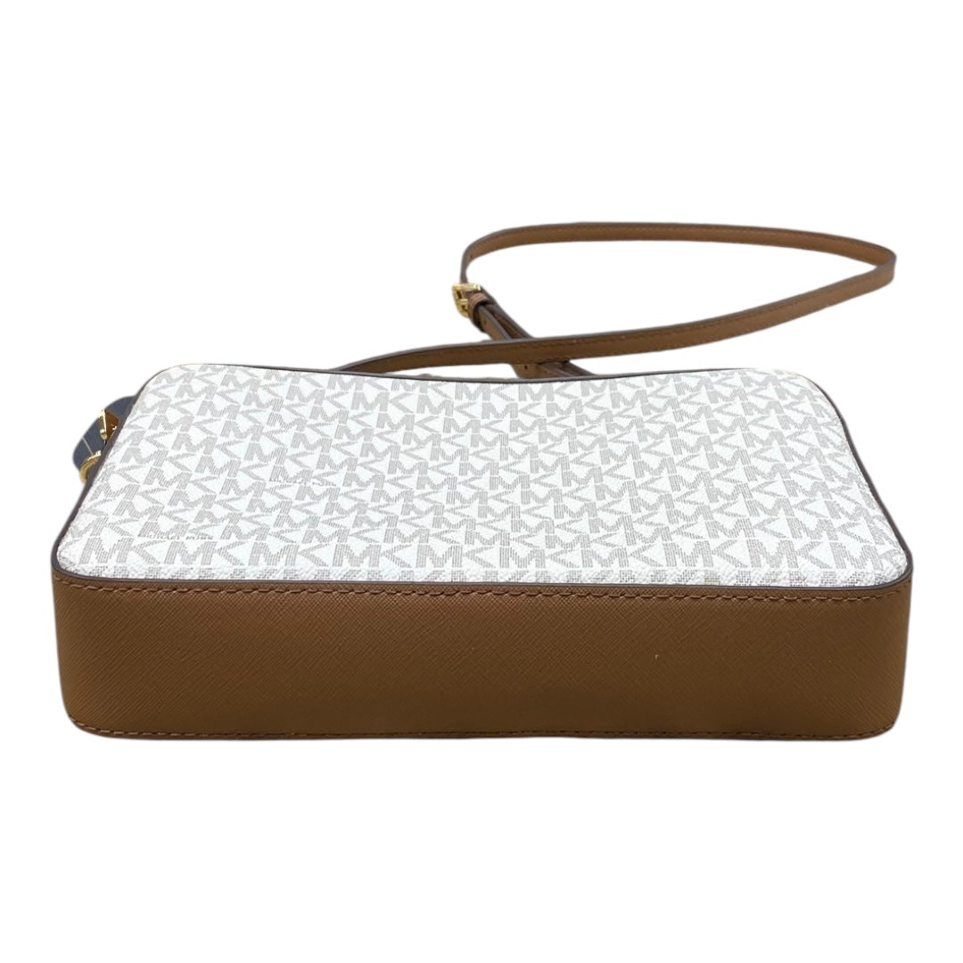 Handbag Designer By Michael Kors In Brown & White, Size:Medium