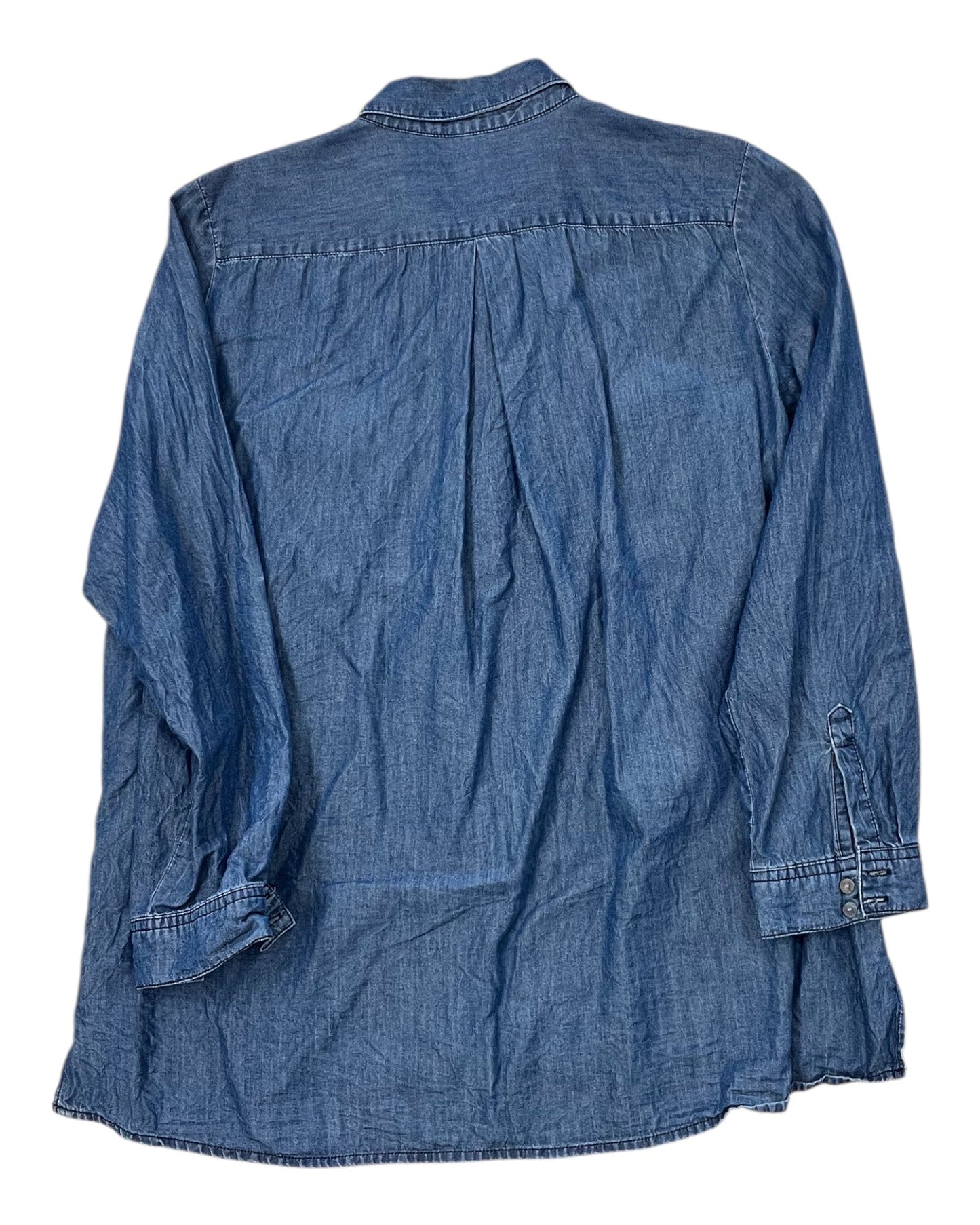 Blouse Ls By Nine West In Blue Denim, Size:L