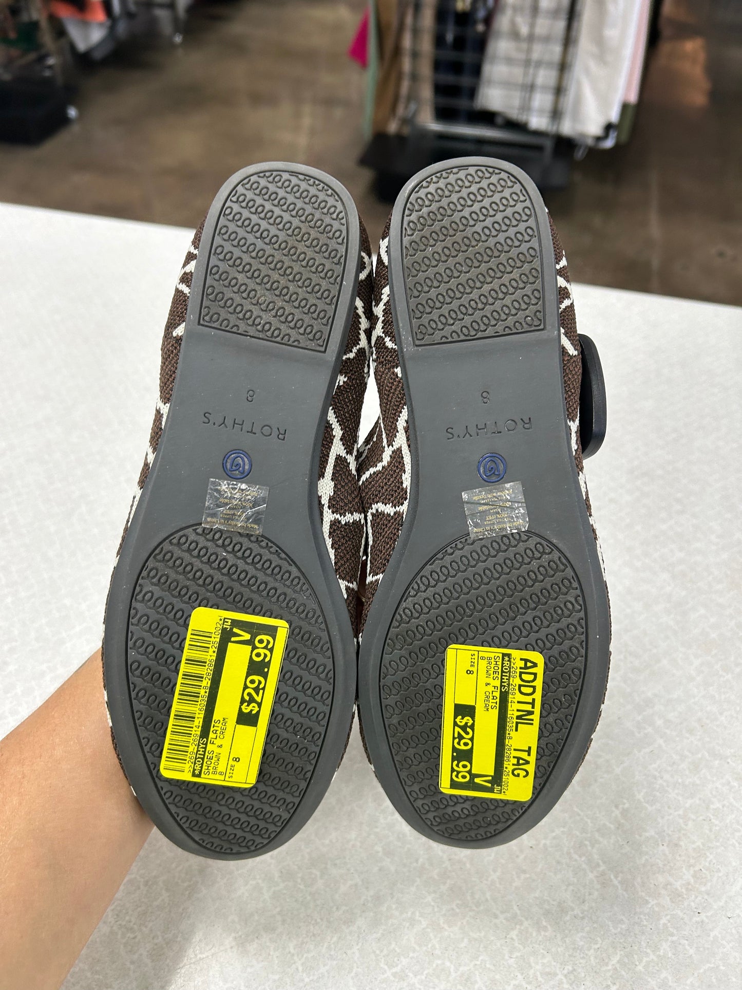 Shoes Flats By Rothys In Brown & Cream, Size:8