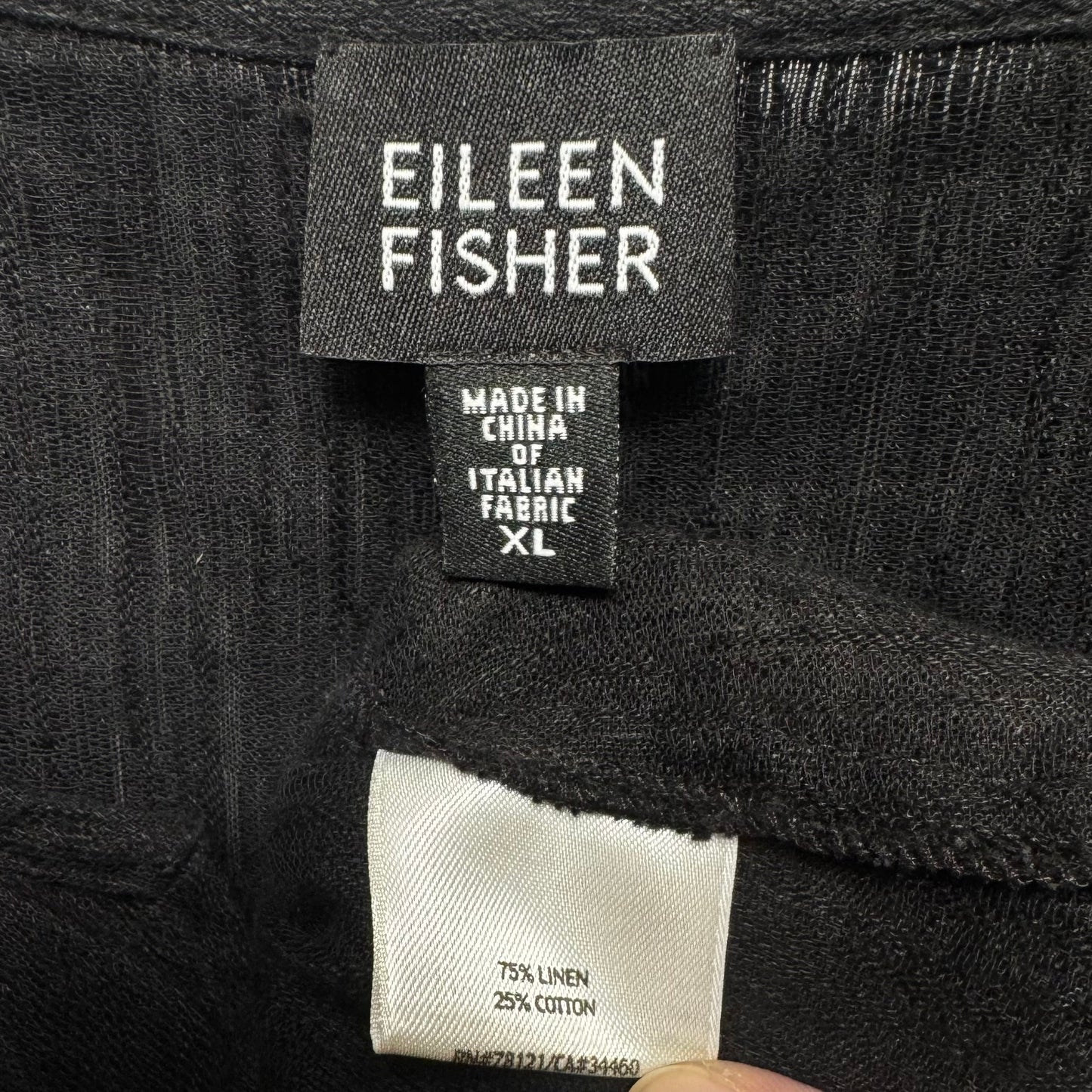 Linen Blend Top Sleeveless By Eileen Fisher In Black, Size: Xl