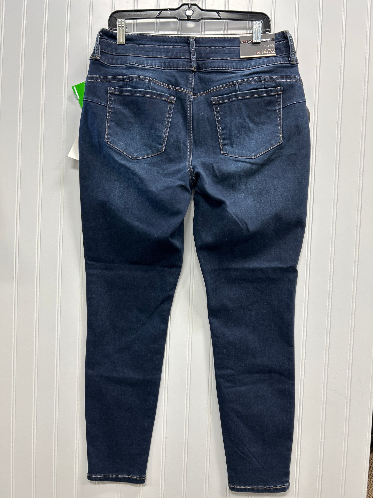 Jeans Skinny By One 5 One In Blue Denim, Size:14