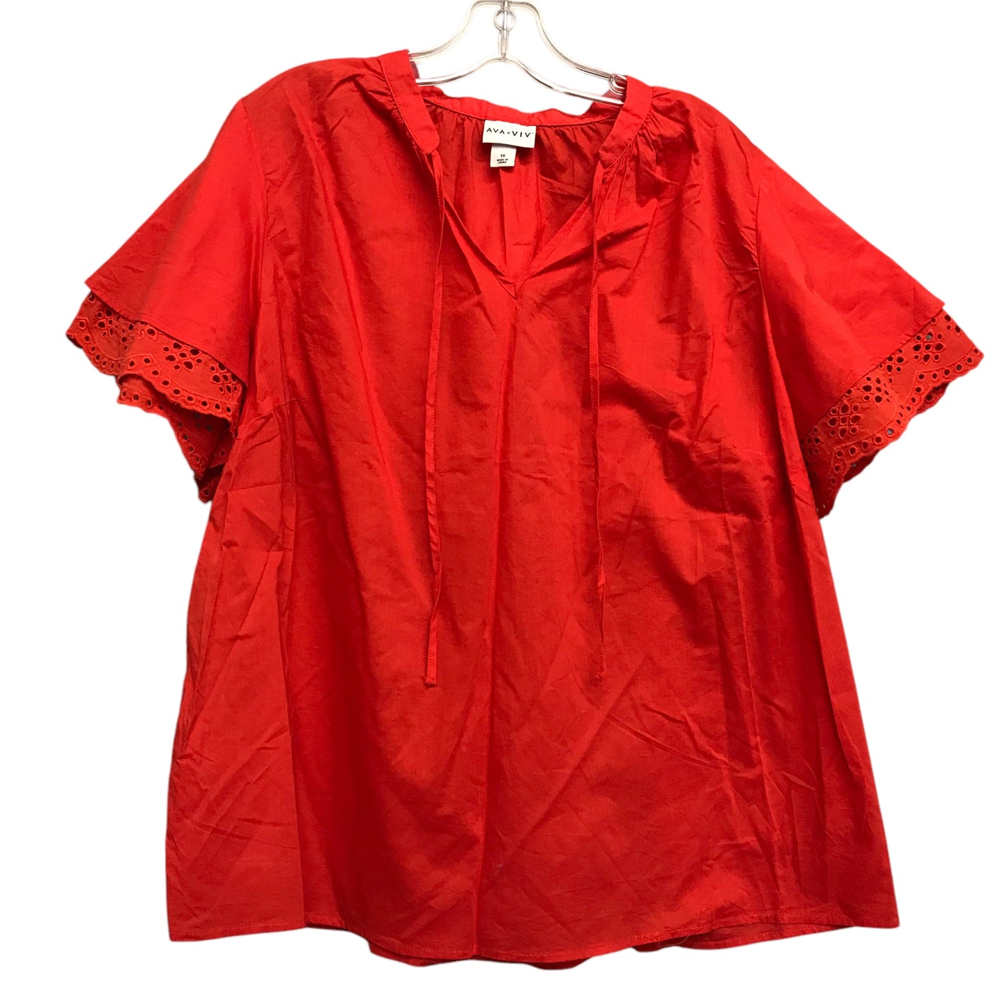 Top Ss By Ava & Viv In Orange, Size:1X