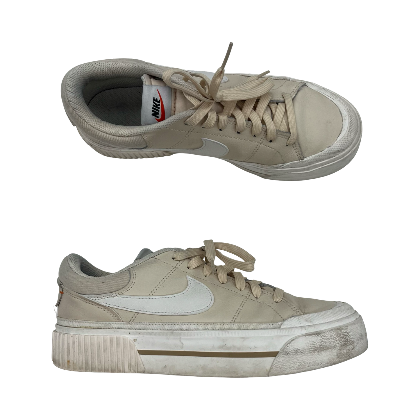 Shoes Sneakers Platform By Nike In Tan & White, Size:9