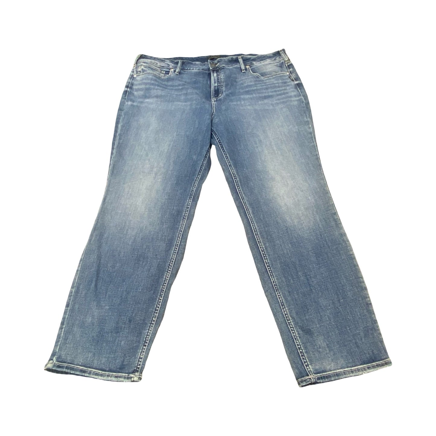 Jeans Straight By Silver In Blue Denim, Size:22