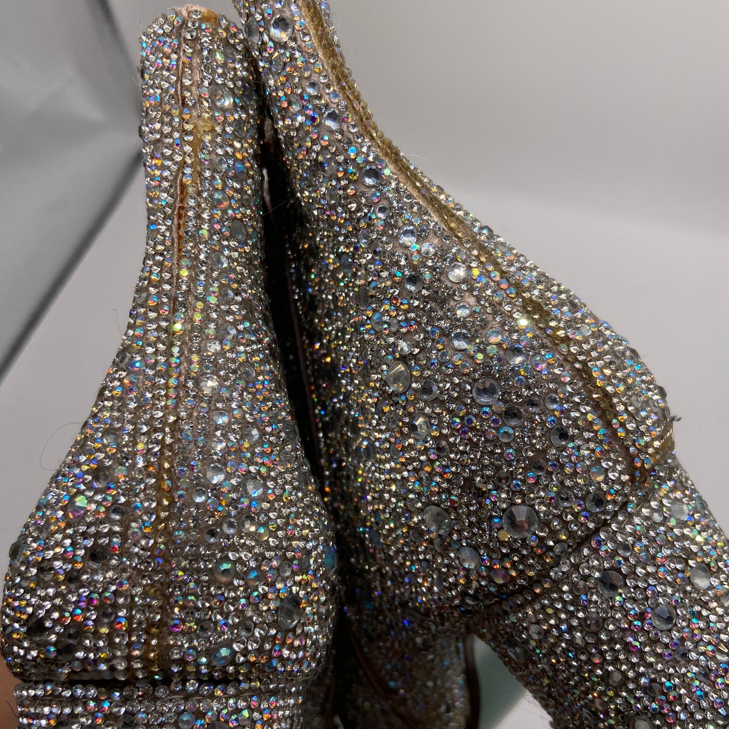 Boots Ankle Heels By Betsey Johnson In Silver, Size: 9.5