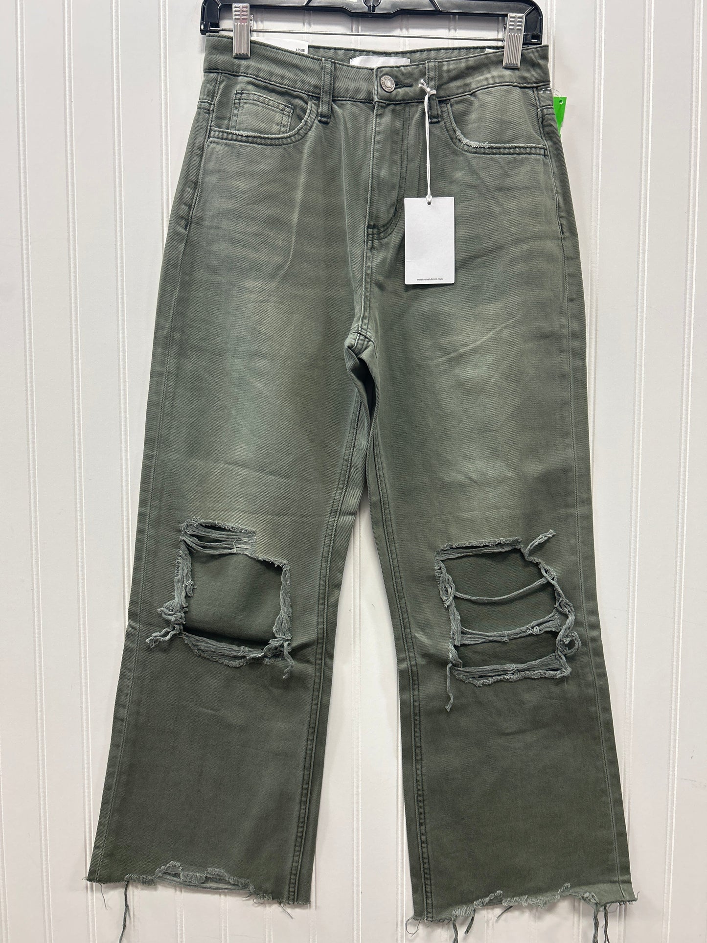 Jeans Straight By Vervet In Green Denim, Size:2 NWT