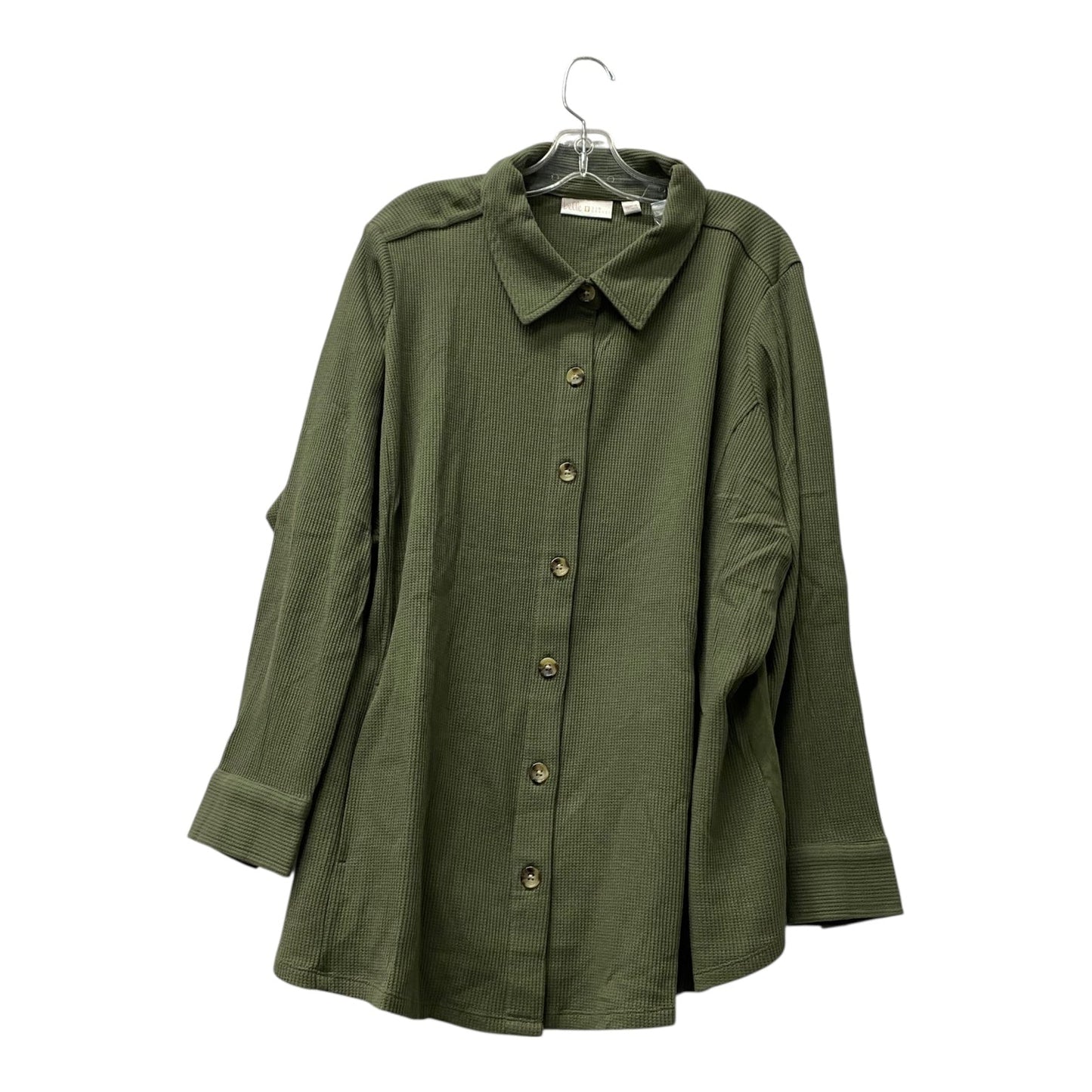 Blouse Ls By Belle By Kim Gravel In Green, Size:3X