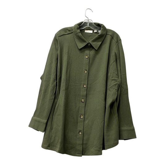 Blouse Ls By Belle By Kim Gravel In Green, Size:3X