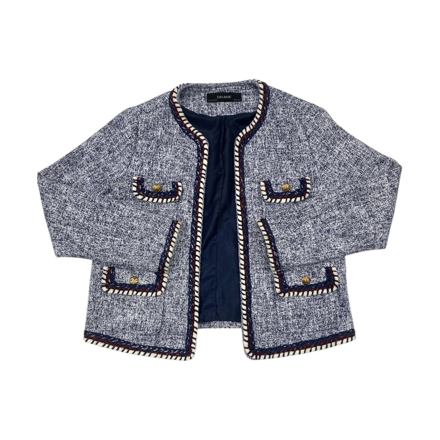 Blazer By Zara Basic In Blue Red & White, Size:L