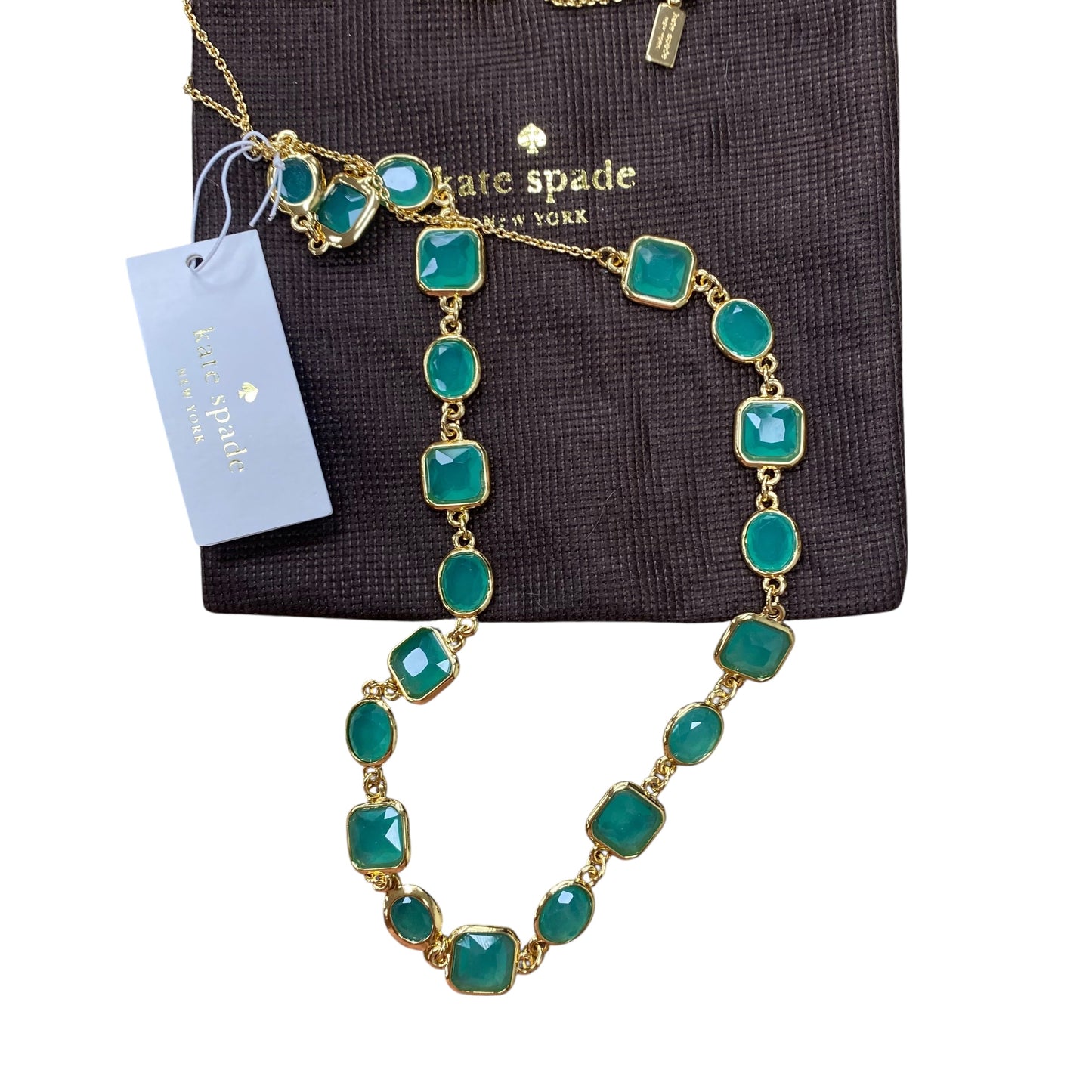 Necklace Designer By Kate Spade In Gold & Green