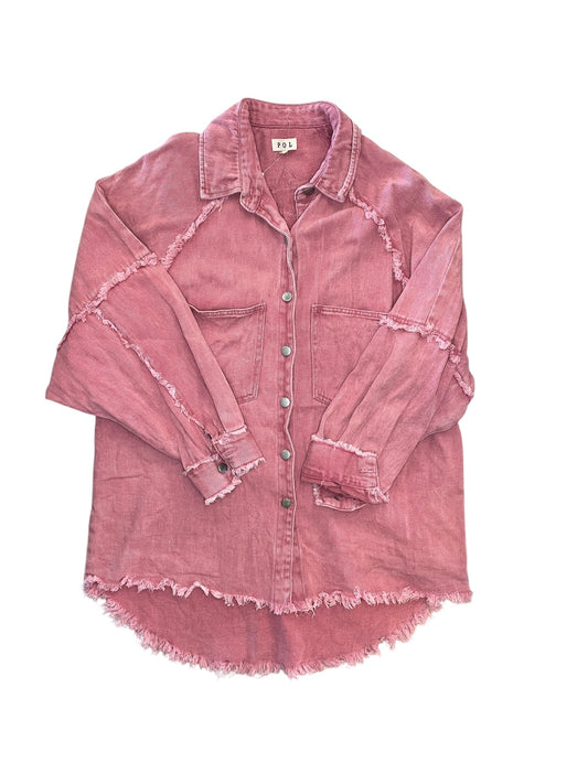 Jacket Denim By Pol In Pink Denim, Size:S