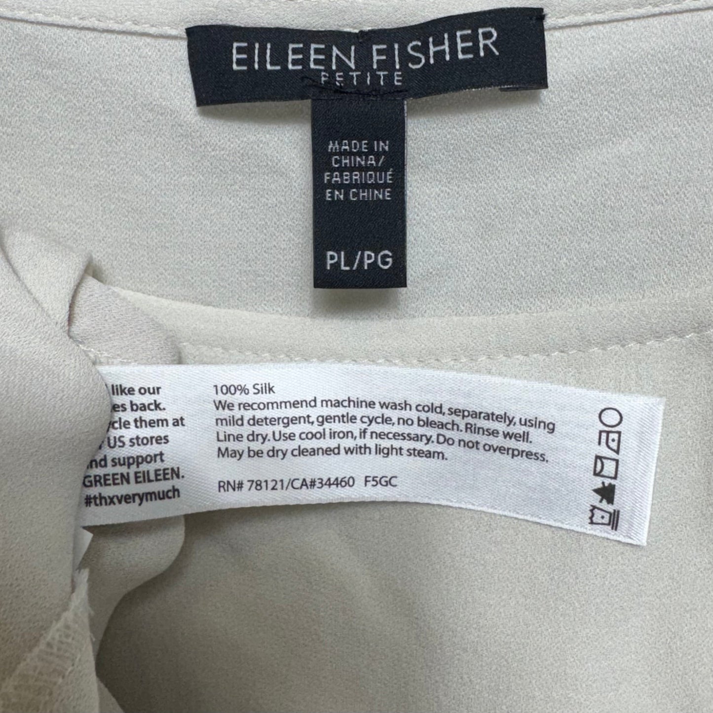 Silk Top Sleeveless By Eileen Fisher In Ivory, Size: Lp