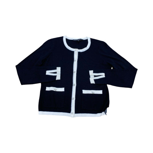 Sweater Cardigan By White House Black Market In Black & White, Size:Xs