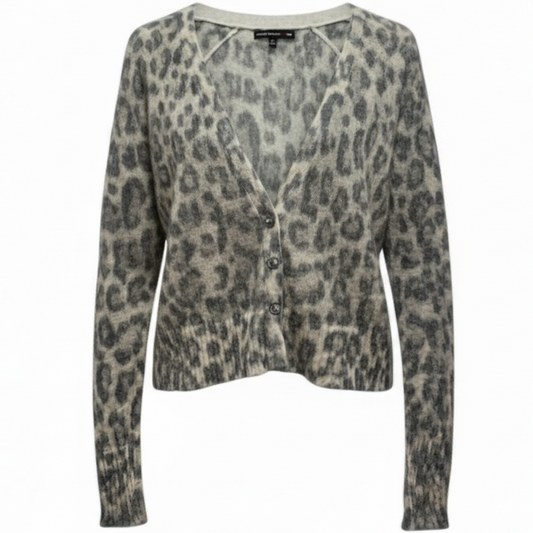 Mohair Blend Sweater Cardigan By Banana Republic In Animal Print, Size: M