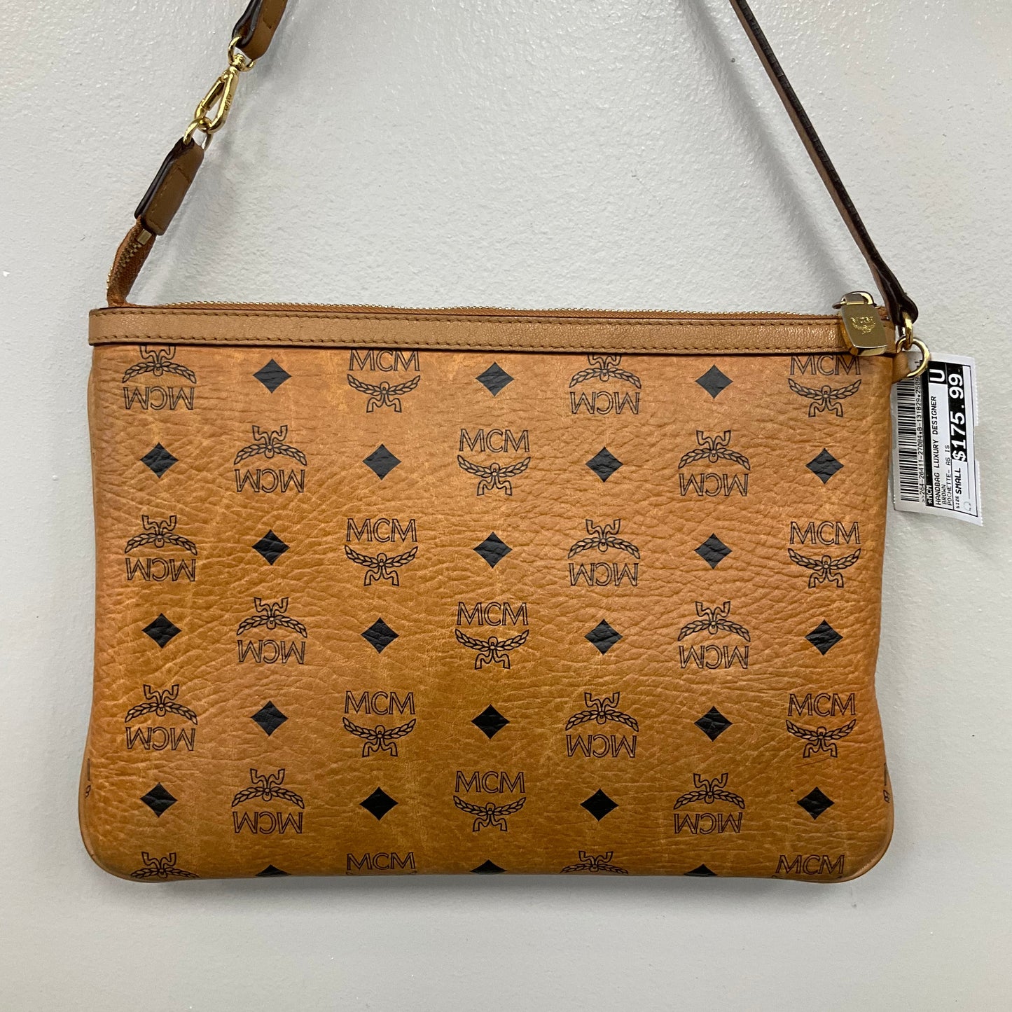 Handbag Luxury Designer By Mcm In Brown, Size:Small
