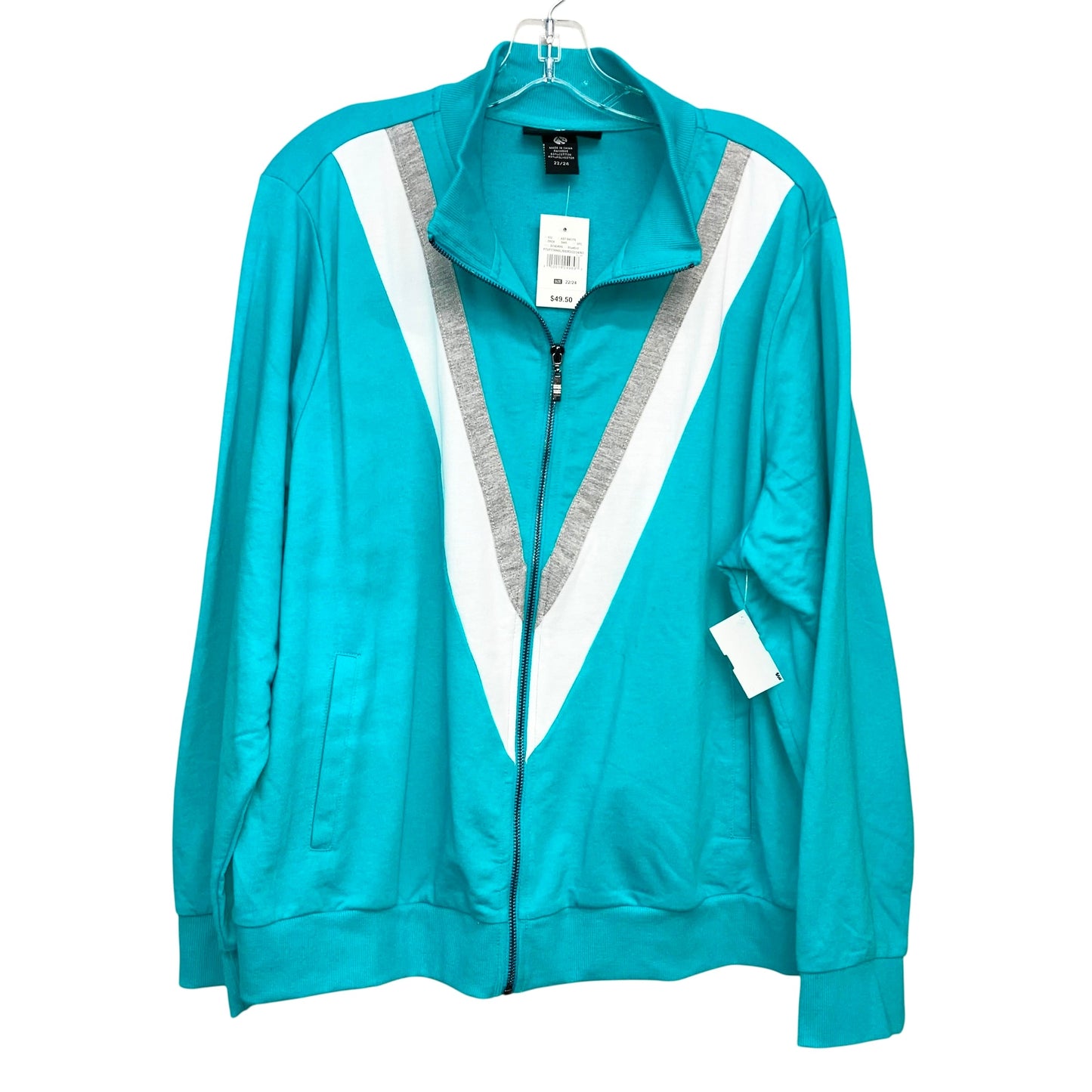 Athletic Jacket By Ashley Stewart In Aqua, Size:2X