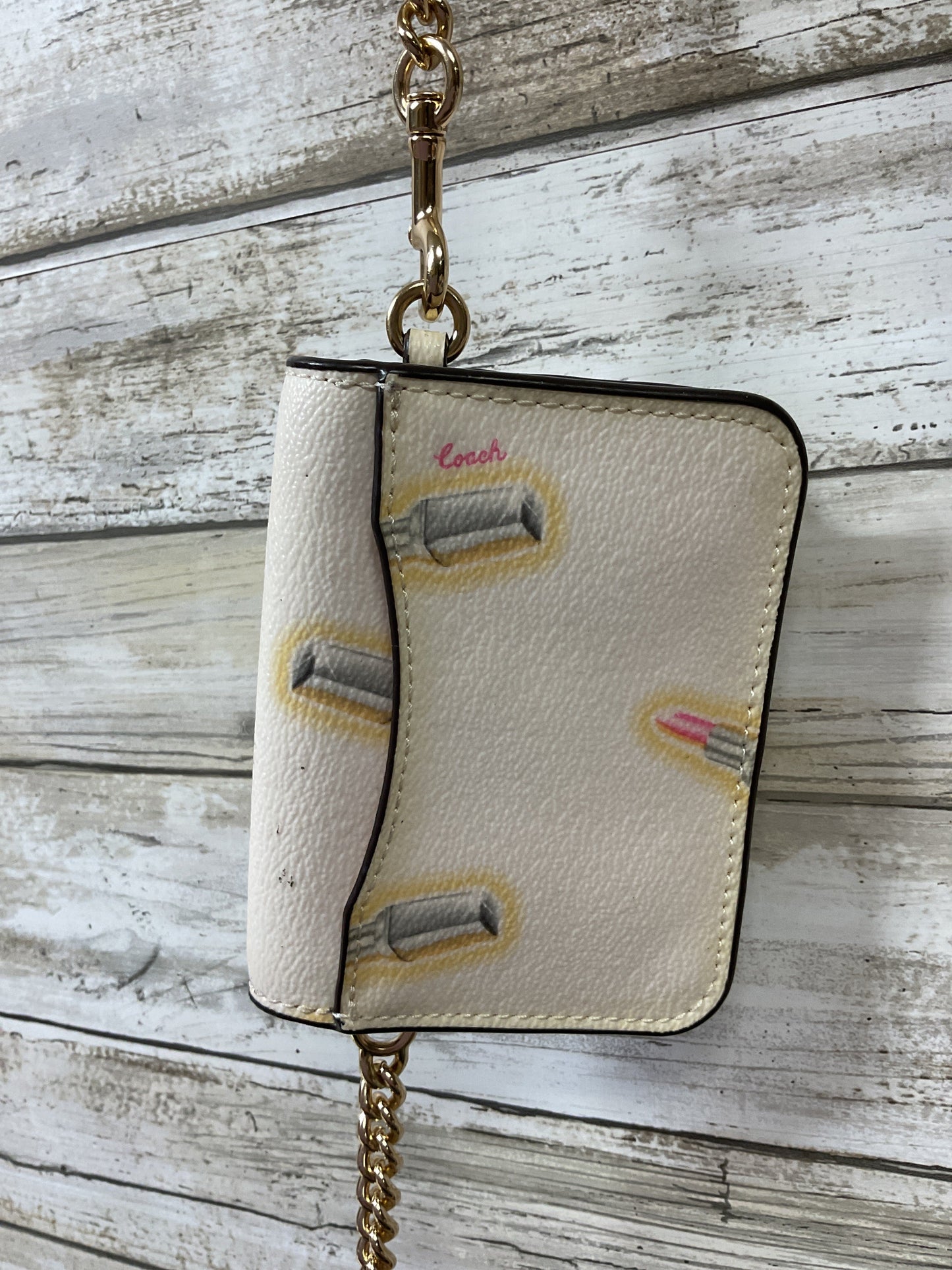 Crossbody Designer By Coach In Pink & Tan, Size:Small