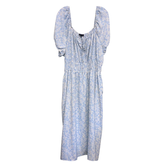 Dress Casual Midi By Who What Wear In Blue & White, Size:2X
