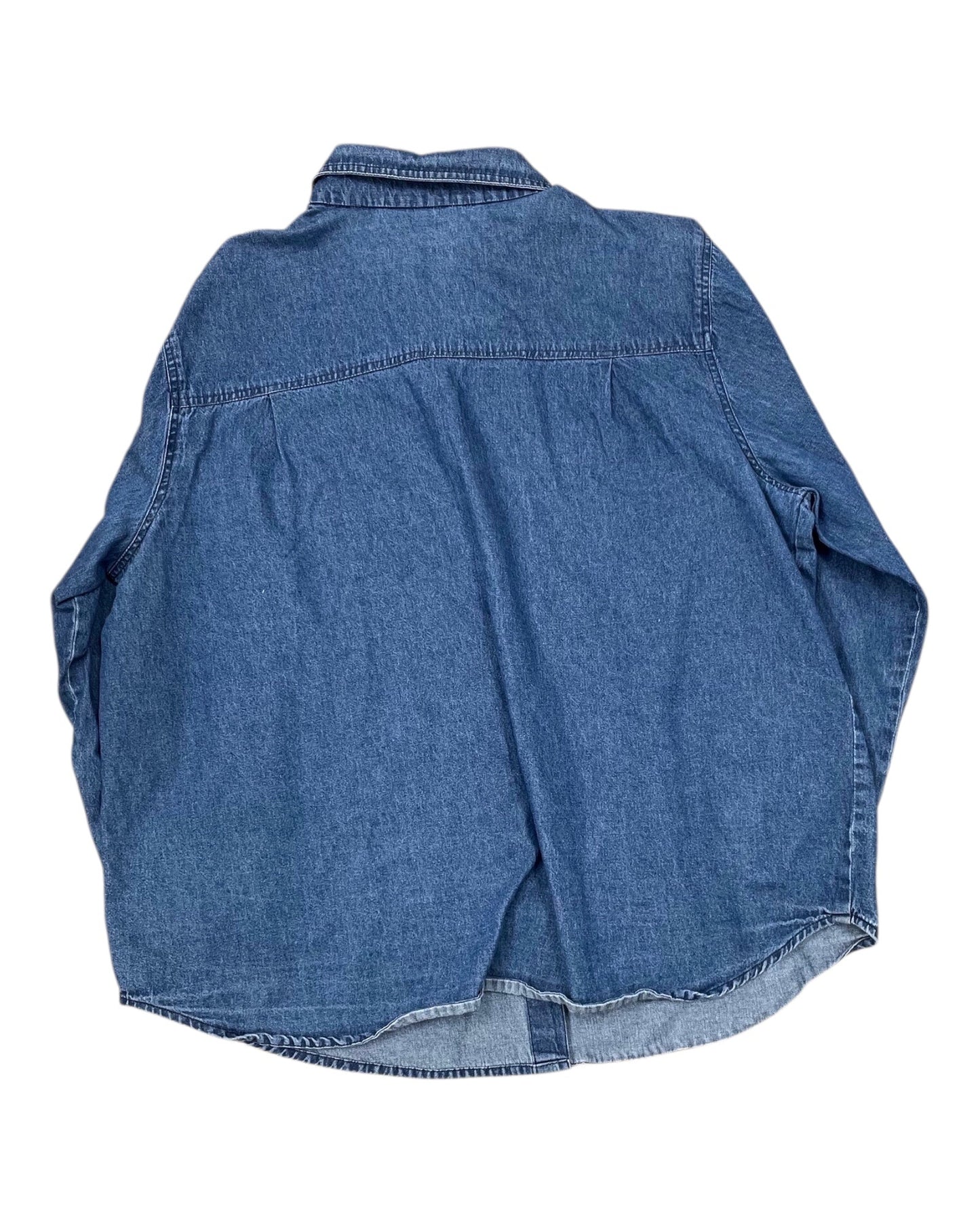 Blouse Ls By New Directions In Blue Denim, Size:2X