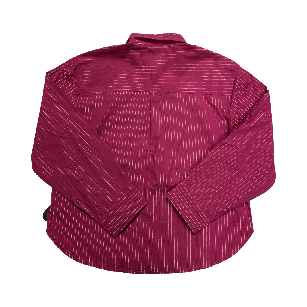 Blouse Ls By Maeve In Pink & Silver, Size:S