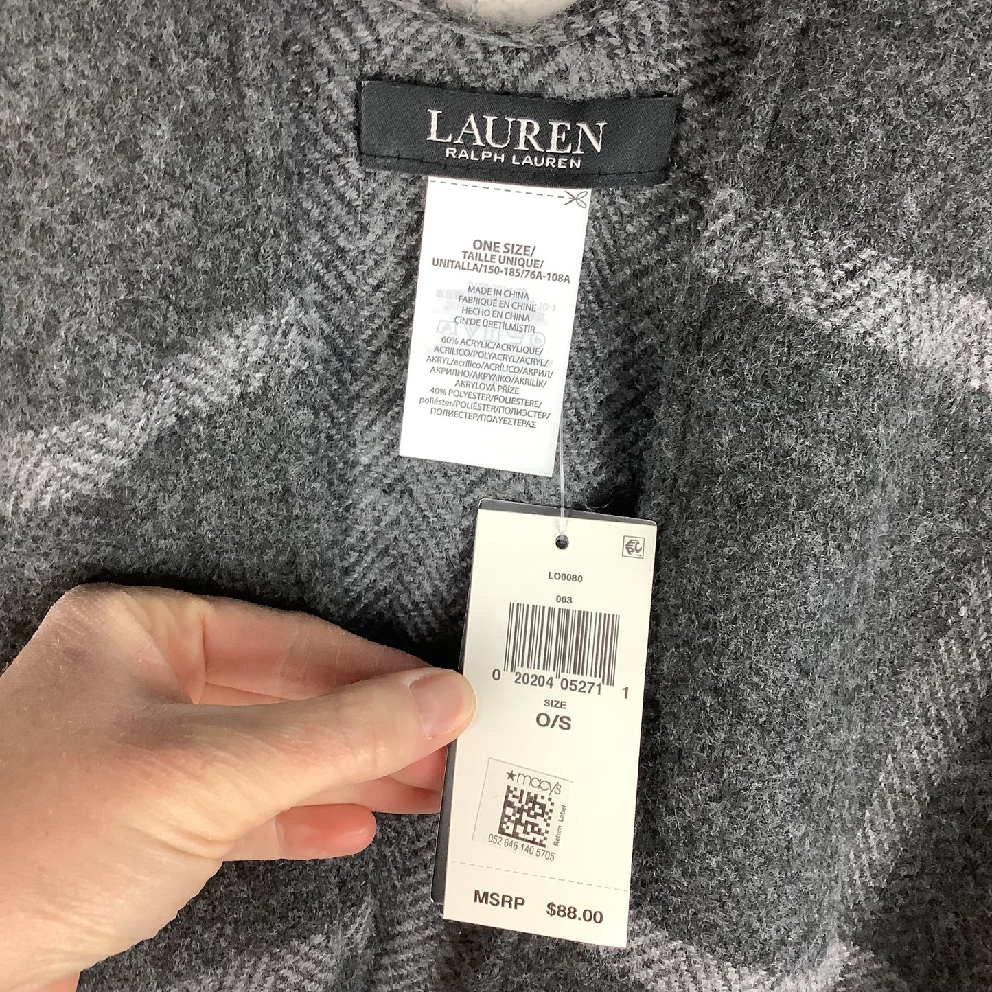 Shawl By Lauren By Ralph Lauren In Grey, Size: Osfm