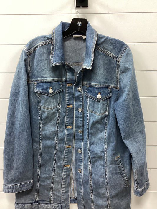 Jacket Denim By Chicos In Blue Denim, Size:Xl