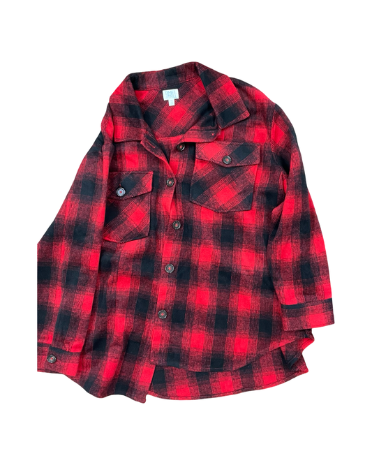 Jacket Shirt By Time And Tru In Red, Size:1X