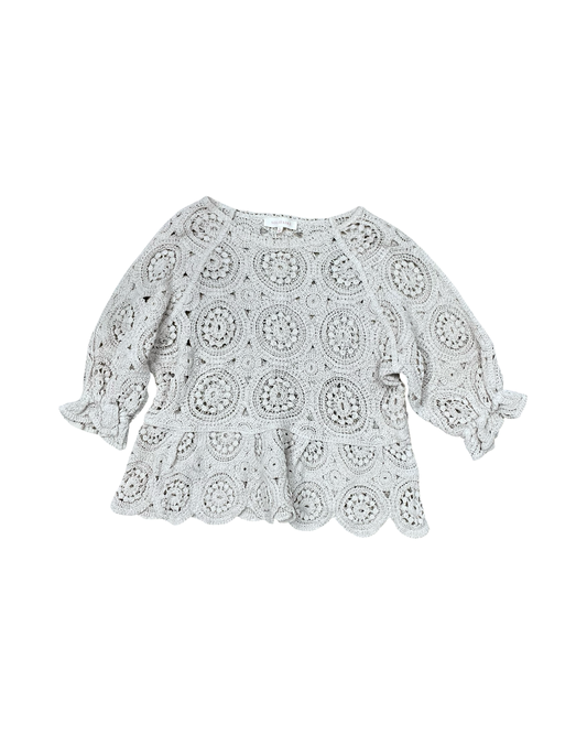 Top 3/4 Sleeve By Solitaire In Cream, Size:L