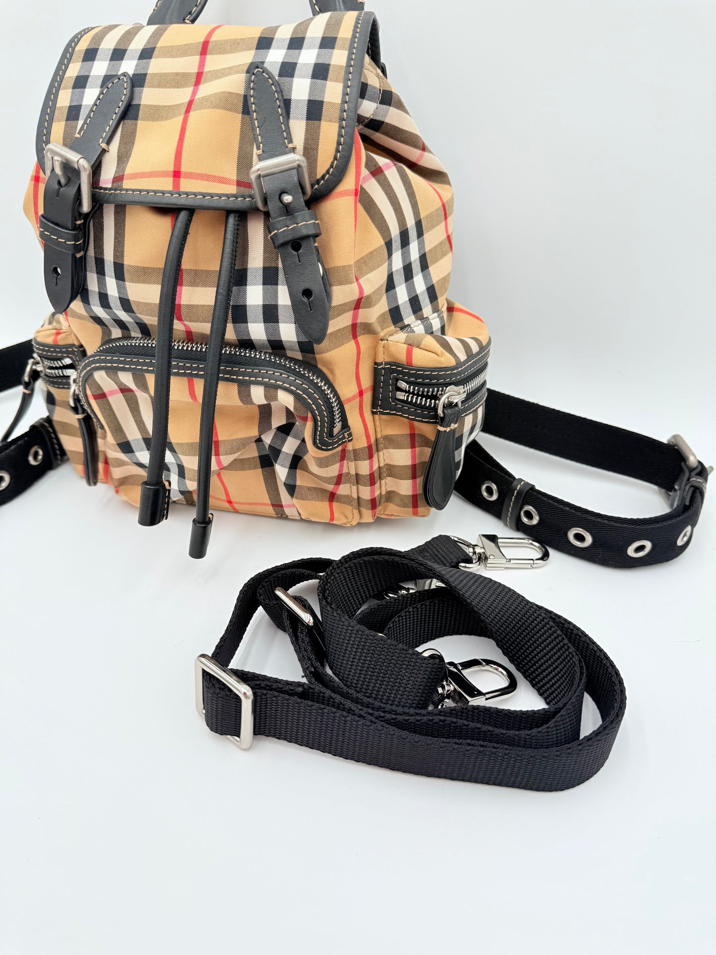 Backpack Luxury Designer By Burberry In Plaid Pattern, Size:Small