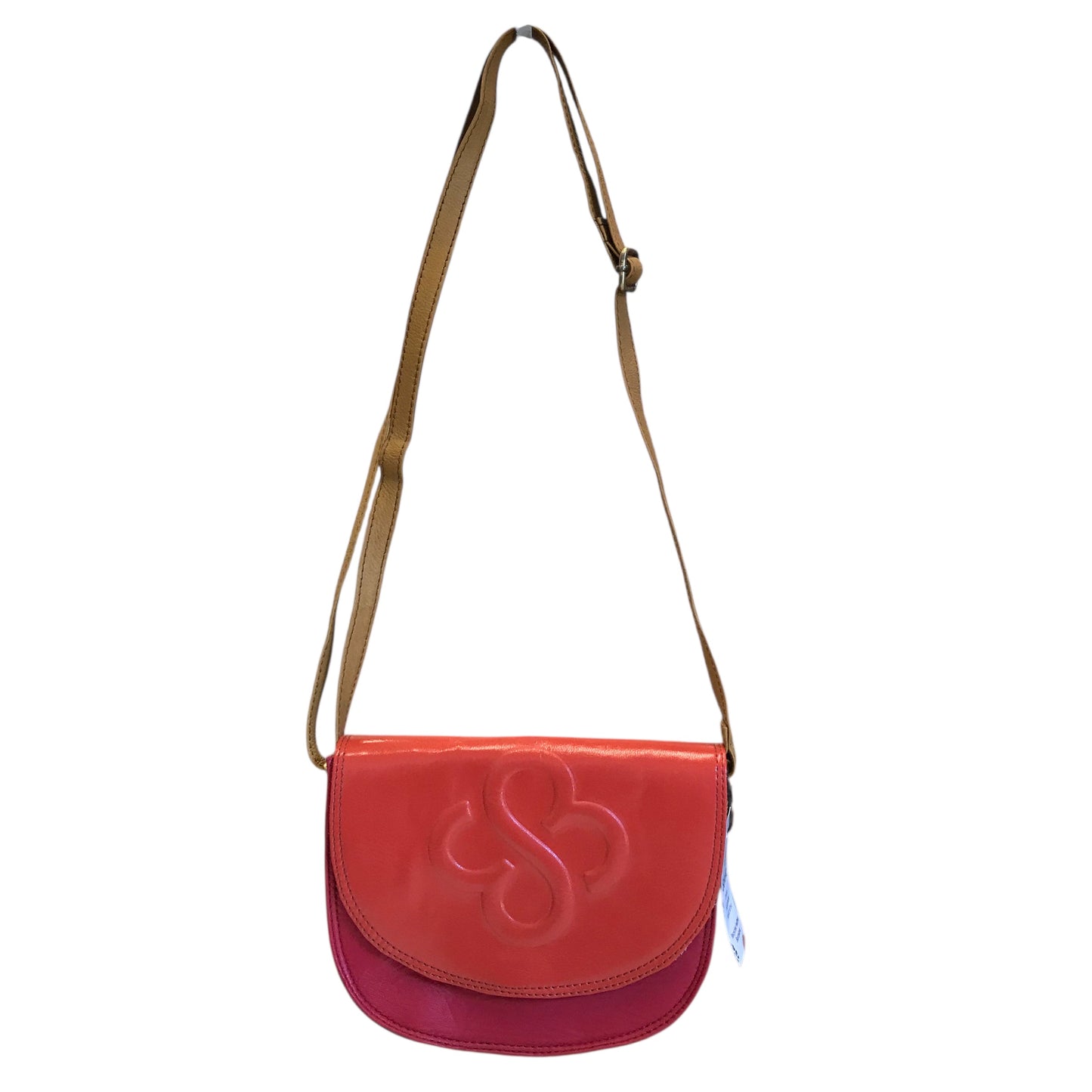 Handbag Leather By Soruka In Brown & Red, Size:Small