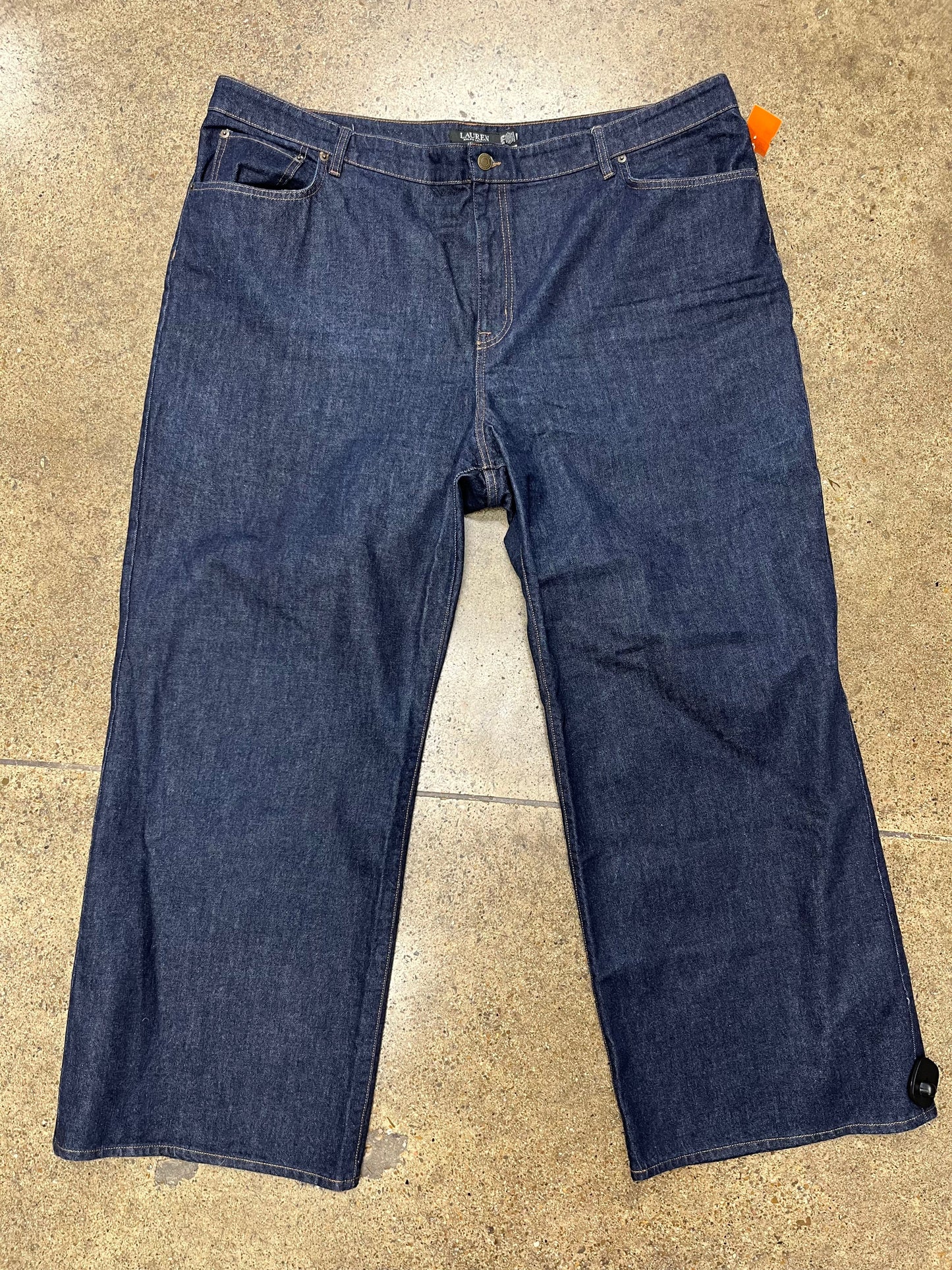 Jeans Straight By Lauren By Ralph Lauren In Blue Denim, Size:22