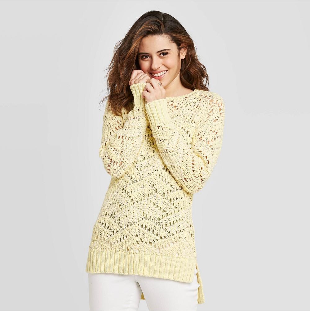 Women's Open Stitch Tunic Sweater - Universal Thread Yellow S