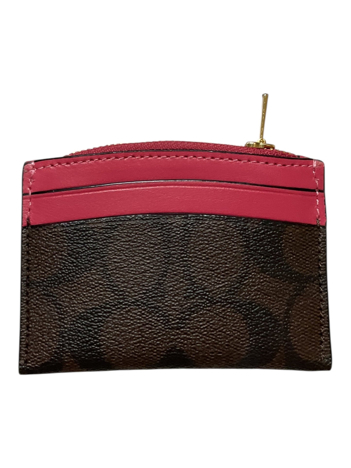 Coin Purse Designer By Coach In Brown & Pink, Size:Small