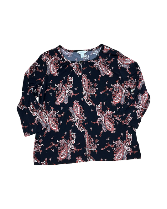 Top 3/4 Sleeve By Liz Claiborne In Black, Size:L