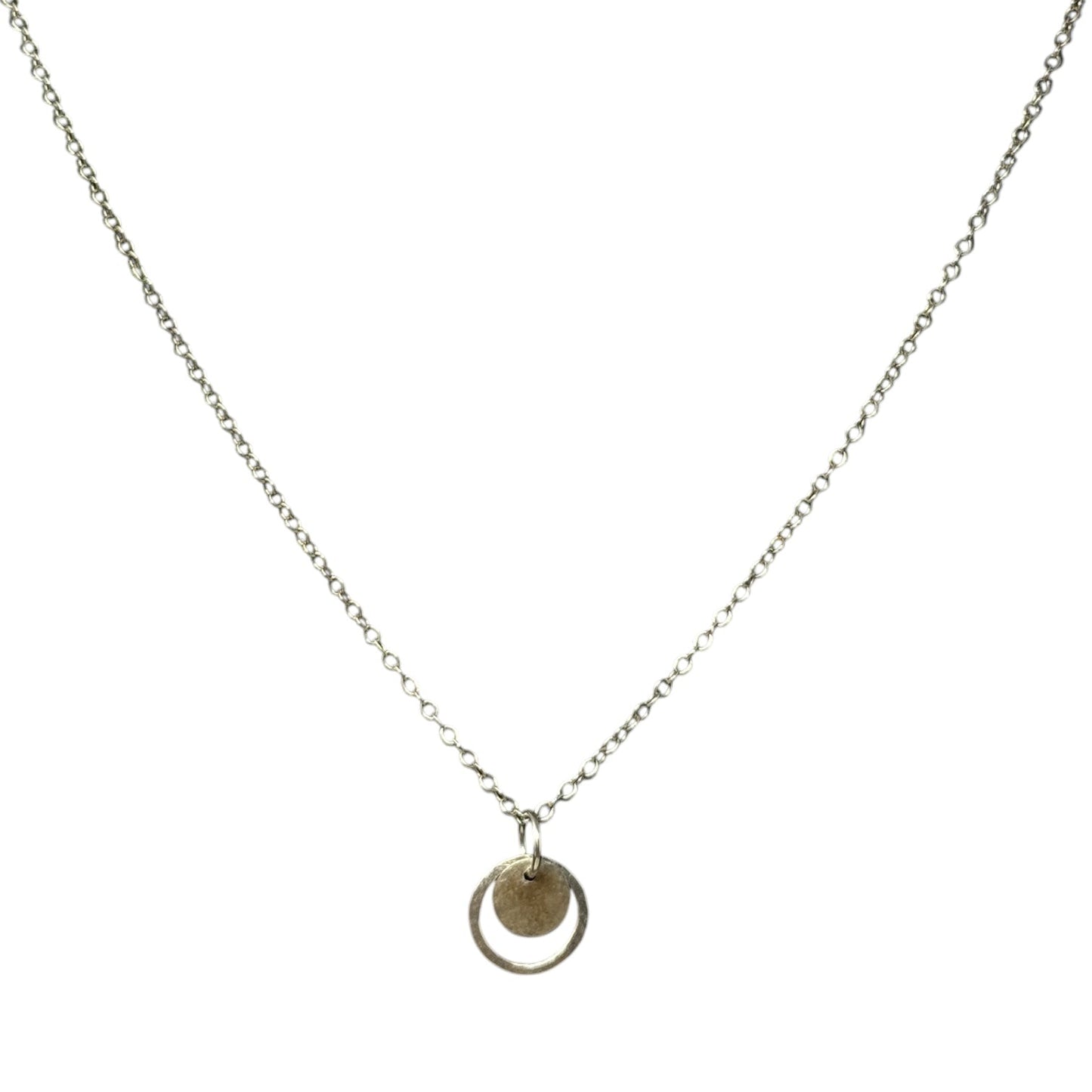 Sterling Silver Hammered Double Circle Pendant Necklace Chain By Clothes Mentor
