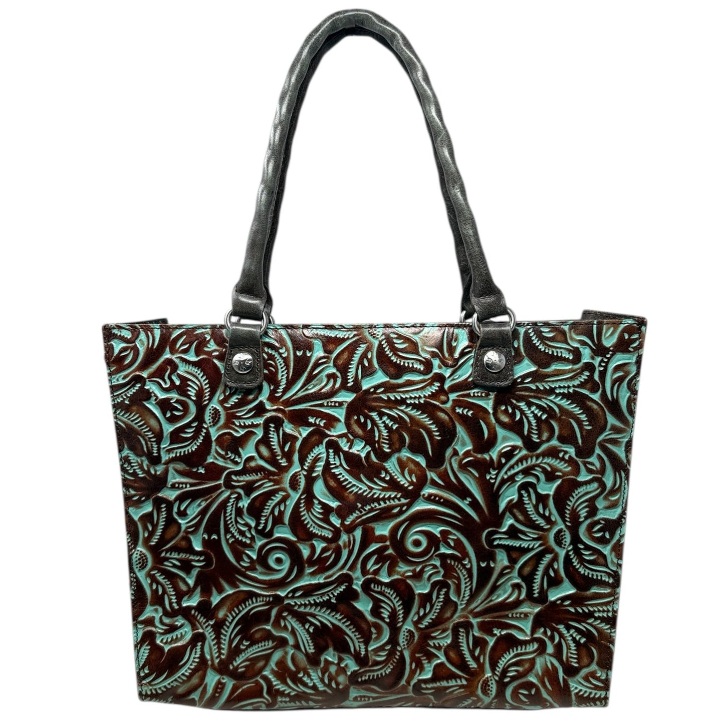 Zancona Tooled Leather Tote Designer By Patricia Nash, Size: Medium