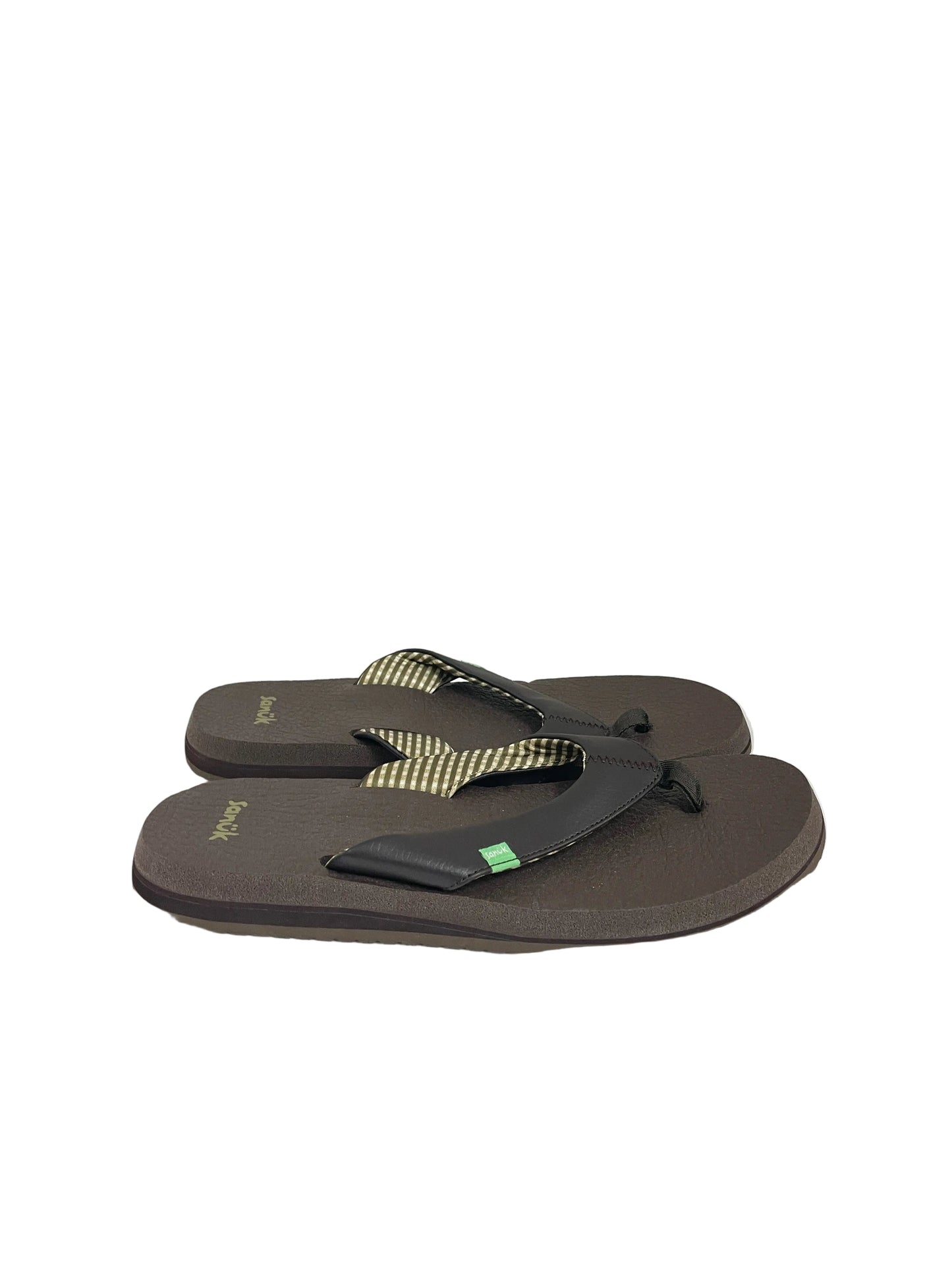 Sandals Flip Flops By Sanuk In Brown, Size:9