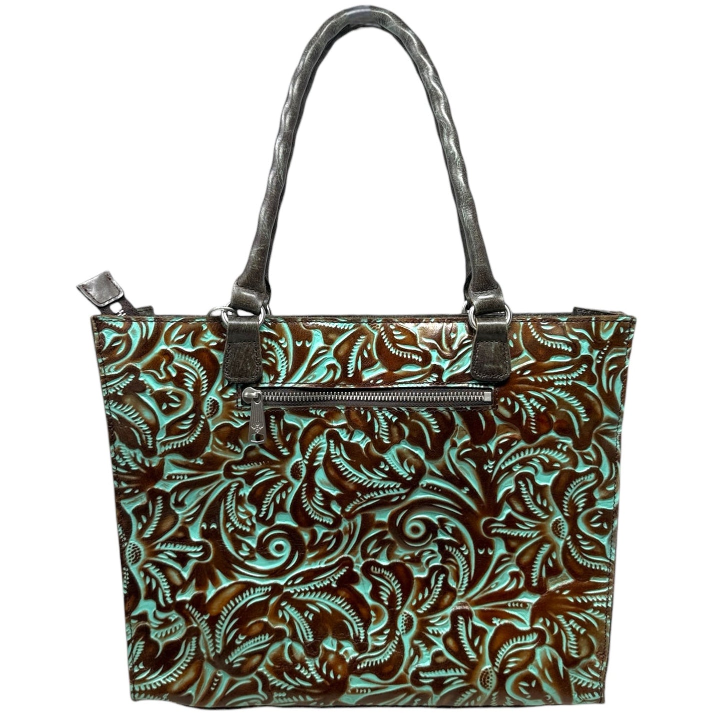 Zancona Tooled Leather Tote Designer By Patricia Nash, Size: Medium