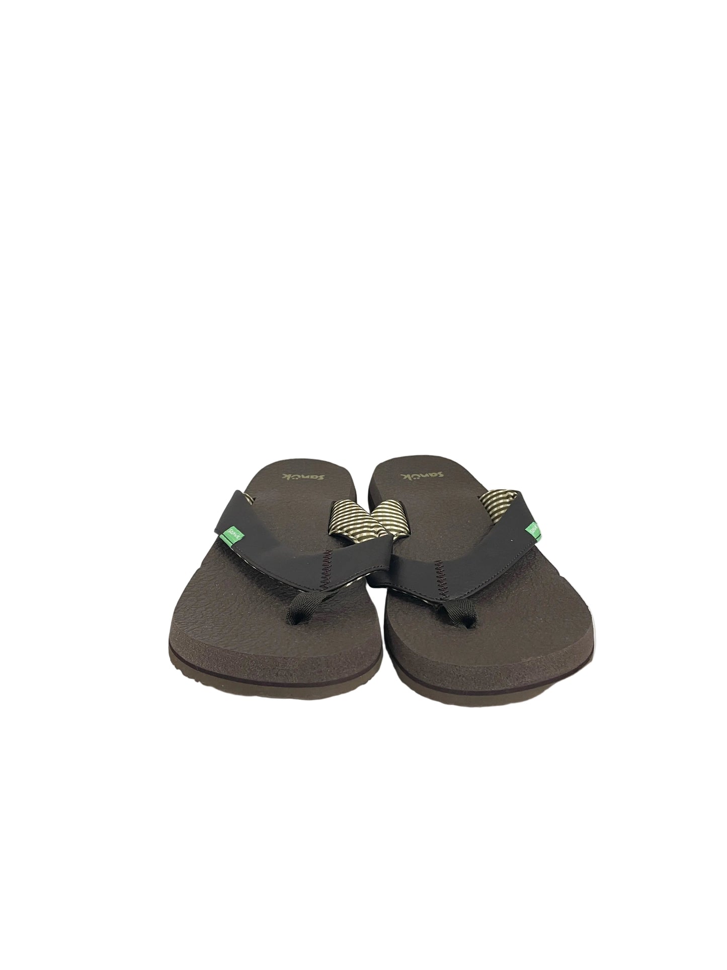 Sandals Flip Flops By Sanuk In Brown, Size:9