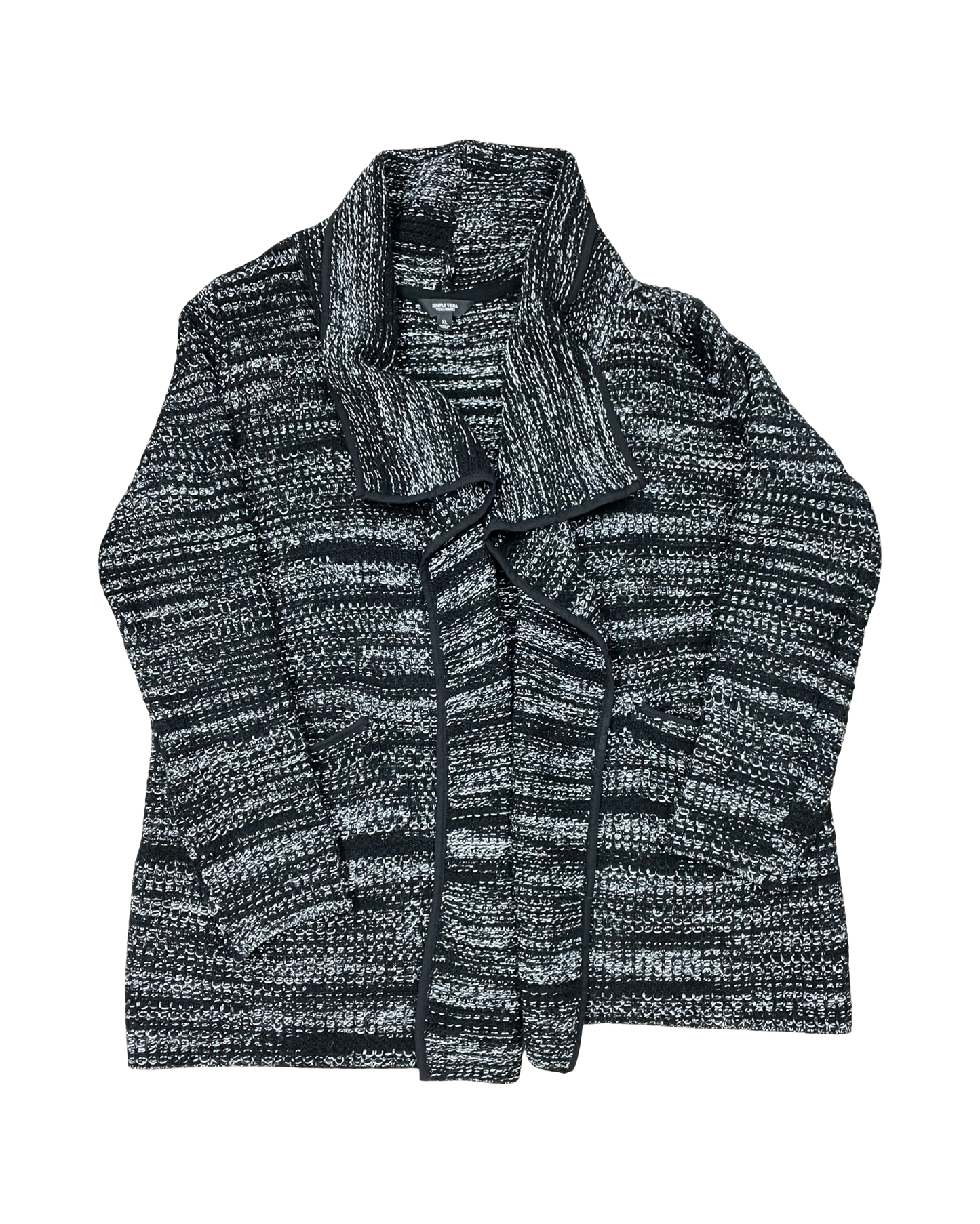 Sweater Cardigan By Simply Vera In Black & White, Size:Xl