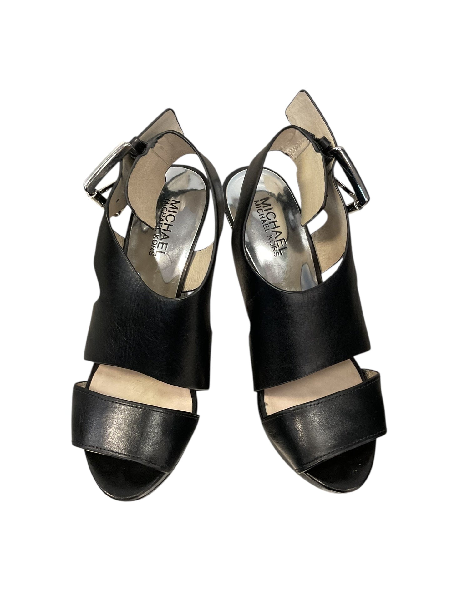 Shoes Heels Stiletto By Michael By Michael Kors In Black & Silver, Size:6.5