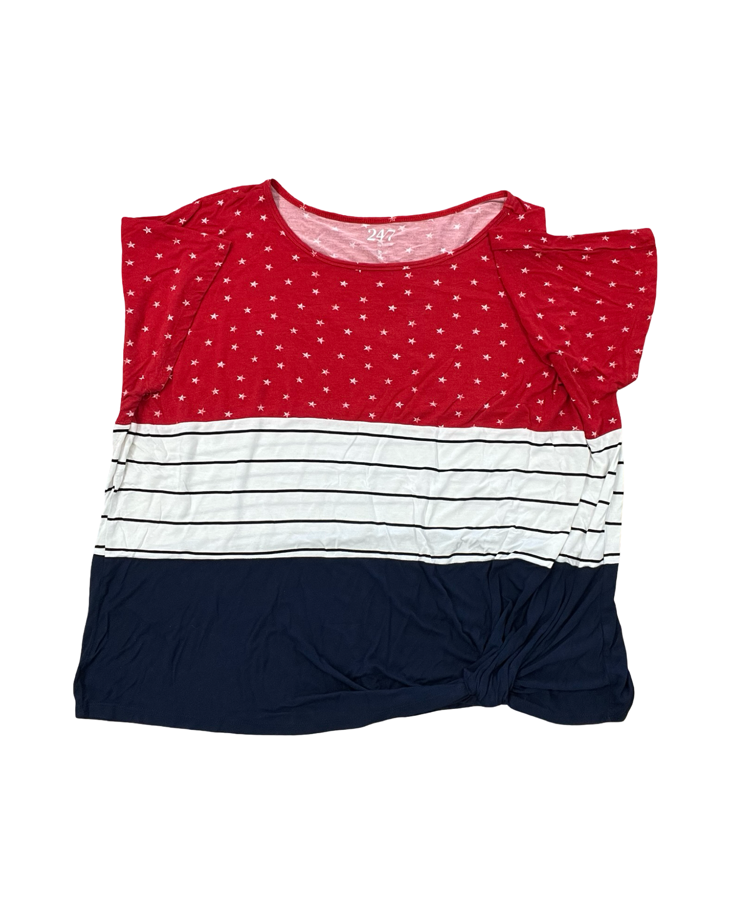 Top Ss By Maurices In Blue & Red & White, Size:3X