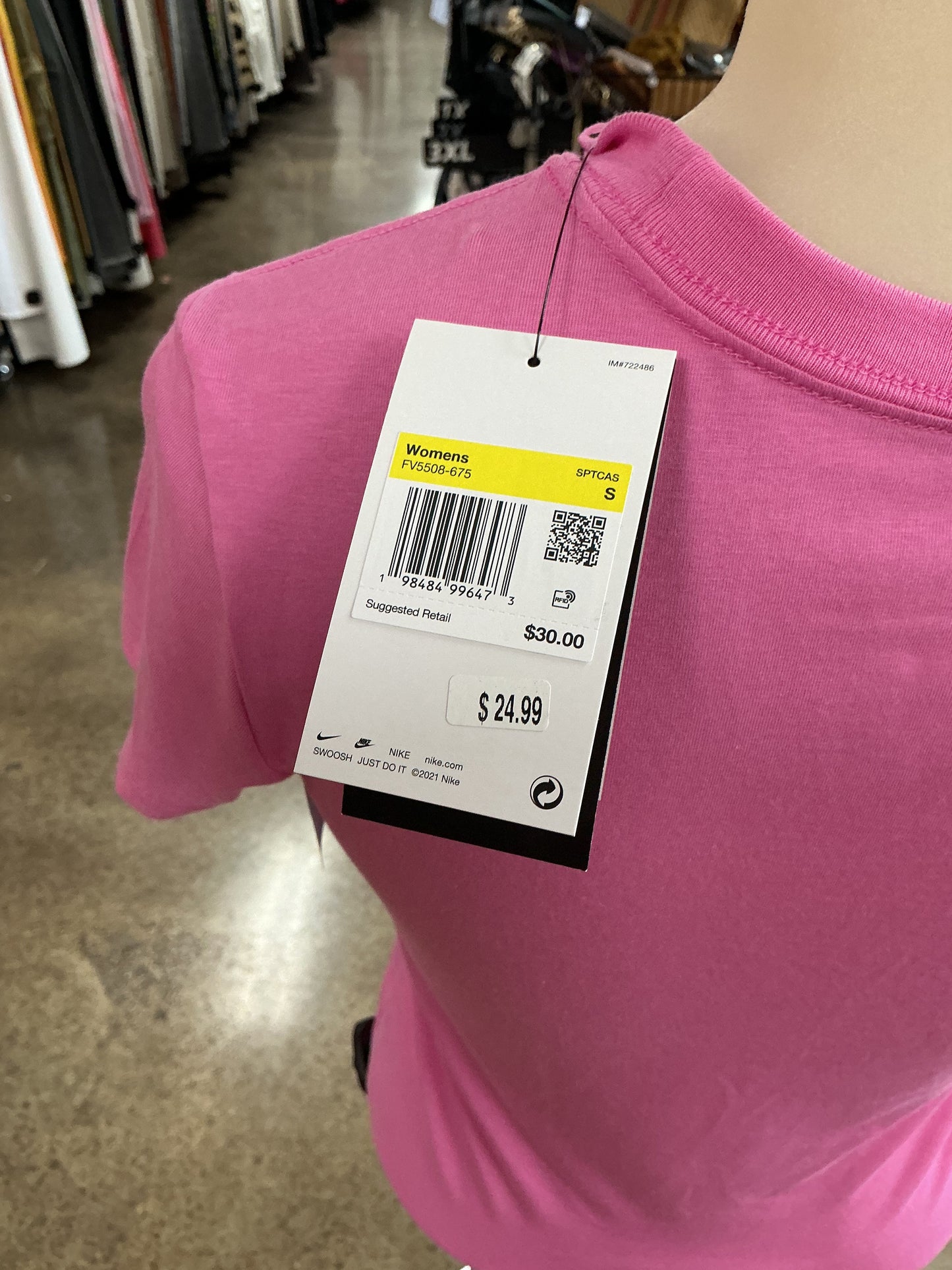 Athletic Top Ss By Nike Apparel In Pink, Size:S